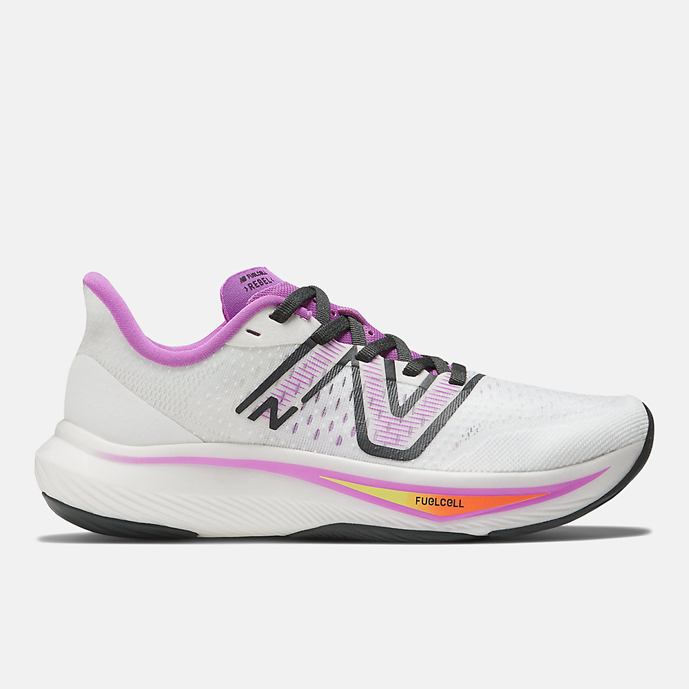 New Balance FuelCell Rebel v3 Shoes White with Cosmic Rose and Blacktop